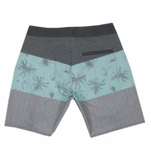 Men's quick-dry board shorts, four-way stretch surf swim trunks with stylish patchwork.