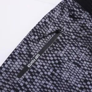 Short de Bain Homme Detail Gris Motif Pixel Maillot De Bain Poche Etanche Sportive