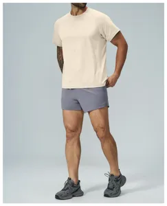 Men's quick-dry short sleeve t-shirt, breathable athletic top for outdoor fitness running.