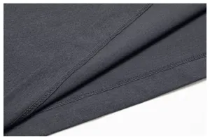 Detailed view of dark gray men's breathable sports t-shirt fabric with micro mesh and fine stitching.