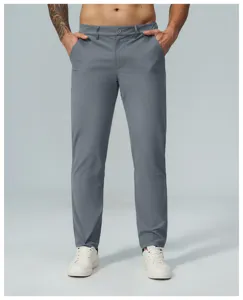 Men's grey casual straight-leg quick-dry golf pants, perfect for outdoor and daily commuting.