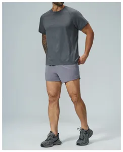 Men's quick-dry short sleeve t-shirt and shorts set for outdoor sports fitness and training.