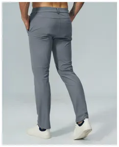 Men's grey casual golf straight quick-drying sports commuting long trousers detail