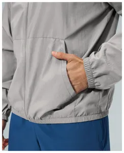 Mens outdoor sun protection sports zip jacket detail, lightweight hoodie for hiking fishing.