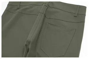 Men's tactical golf trousers detail, casual quick-drying straight commuter pants for outdoor wear.