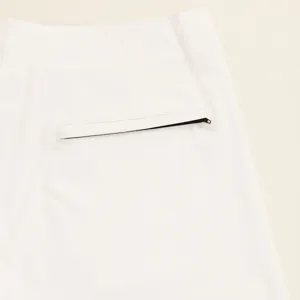 Pantaloncini da mare uomo bianchi tinta unita dettaglio tasca posteriore con zip
