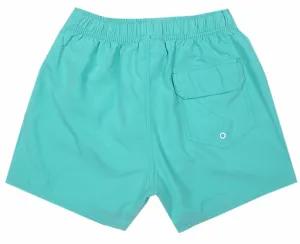 Pantaloncini da bagno verde menta da uomo con vita elastica e tasca posteriore.