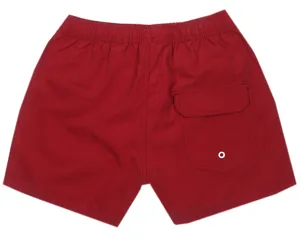 Pantaloncini da bagno rossi da uomo con tasca posteriore per surf e attivita in spiaggia.