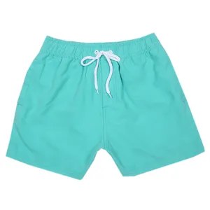 Pantaloncini da mare tinta unita da uomo con coulisse bianca e fodera in rete surf.