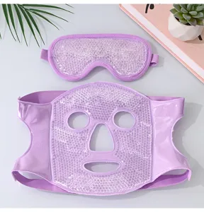 Gel ice face mask and cooling eye mask set for post-operative recovery, soothing and relaxing.