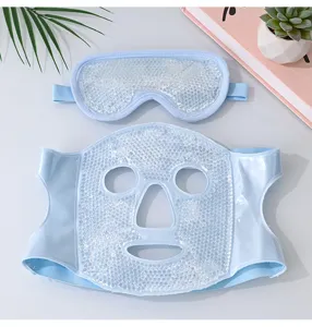 Ice gel face mask and cooling eye mask set for soothing relief, comfortable and soft.