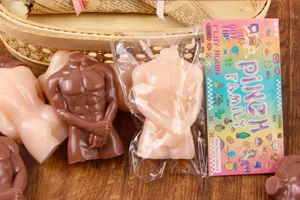 Funny muscular man stress relief squeeze toy, creative male torso decompression toy.