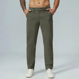 Men's straight quick-dry golf casual trousers olive green outdoor commuter long pants main view