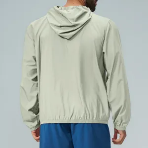 Men's Outdoor Sun Protection Hooded Zip Windbreaker Jacket Long Sleeve Hiking Fishing