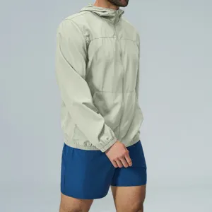 Men's lightweight outdoor sun protection hooded zip jacket for hiking, fitness and fishing.