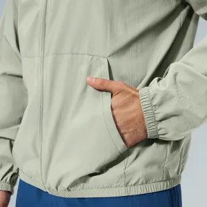 Men's lightweight outdoor sun-protection zip jacket, breathable hiking sports activewear.