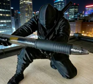 Porte-stylo ninja imprimé en 3D ornement de bureau figurine guerrier sombre créatif