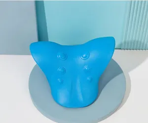 Almohada de masaje cervical azul dispositivo de tracción para relajar el cuello