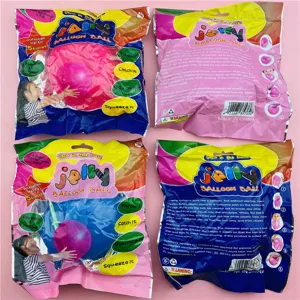 Detalles del embalaje de globos coloridos, juguete inflable acuático con tubo de soplado incluido.