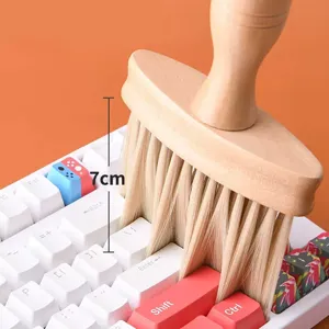 Wooden cleaning brush for car interior gaps, keyboards and air vents dusting tool.
