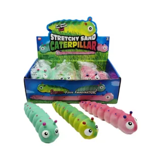 Dehnbarer Sand Raupe Zappelspielzeug Set mit bunten sensorischen Anti-Stress Figuren.