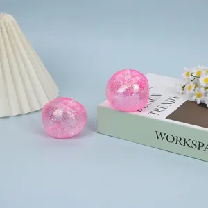 Pink glitter apple stress relief toy, slow rebound cute squeeze sensory toy for desk decor.