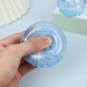 Blue glitter squeeze toy stress relief slow rebound sensory fidget toy for adults kids