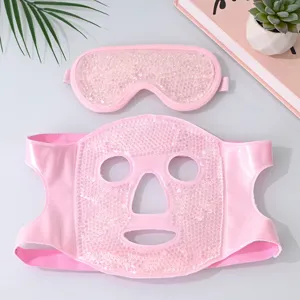 Pink gel ice face mask and eye mask set for cooling, soothing and post-operative recovery.