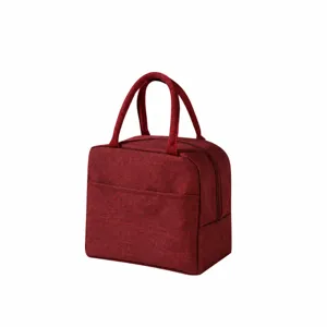 Sac de repas isotherme rouge sac de transport thermique pratique pour bureau ecole 23x21x13cm