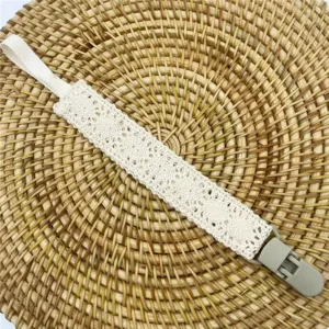 Attache Sucette Bebe en Dentelle Chaine de Tetine Anti Chute Blanche Jouet et Dentition