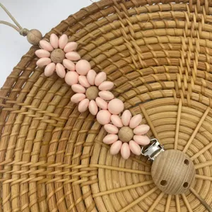 Pink Silicone Flower Pacifier Clip Cute Daisy Dummy Chain Teething Baby Toy Variant Model