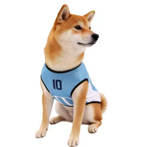 Maillot de sport pour chien chiot vetement ete respirant bleu numero dix vetement
