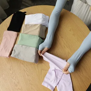 Details of multi-color ice silk sun protection sleeves, breathable outdoor cooling arm covers.