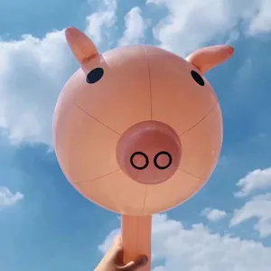 Pink inflatable pig balloon toy detail, cute animal shape design for party and outdoor fun dec.