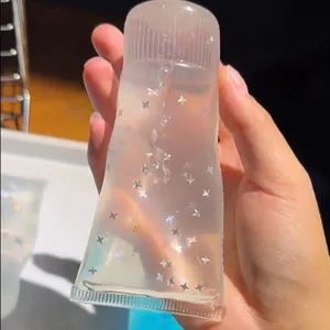 Juguete de descompresión transparente para apretar con lentejuelas de estrellas, juguete antiestrés.