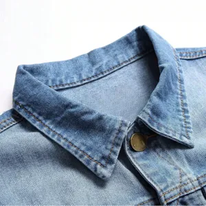 Men denim jacket casual collar view fashion vintage blue cotton streetwear outerwear