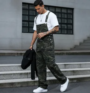 Men camouflage overalls casual streetwear hip hop tactical jumpsuit main product image