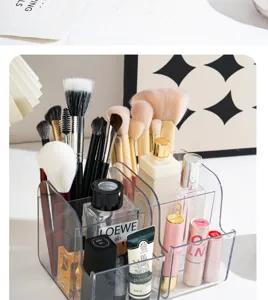 Organisateur de maquillage en acrylique transparent boîte de rangement pour pinceaux et rouge à lèvres