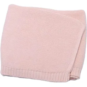 Couverture de bébé en tricot doux rose clair, plaid douillet pour canapé, linge de lit charmant.