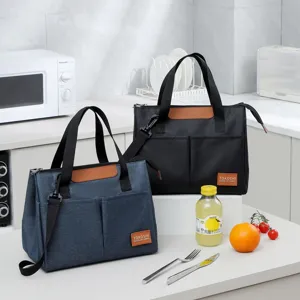 Borsa Termica per Pranzo di Grande Capacità Minimalista alla Moda Tessuto Oxford Impermeabile Borsa Tote Portatile per Picnic Lavoro Viaggio