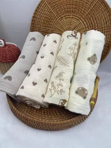 Newborn pure cotton gauze baby blanket soft muslin swaddle wrap infant bath towel set main image