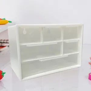 Scatola portaoggetti da scrivania in plastica a 9 cassetti, organizer bianco.