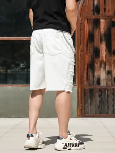 Short en jean blanc pour homme streetwear décontracté style tendance bermuda