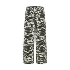 Men Casual Baggy Zebra Print Straight Leg Jeans Loose Streetwear Denim Pants Fashion Hip Hop Trousers