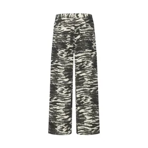 Zebra striped baggy straight leg jeans, stylish trendy streetwear unisex casual denim pants.