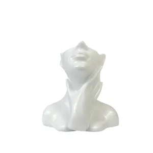 Modern abstract human face pen holder resin desktop makeup brush storage bucket white art sculpture
