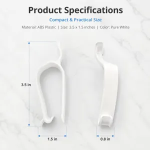 Toilet lid fixing clip, ABS plastic material in pure white, compact and practical size.