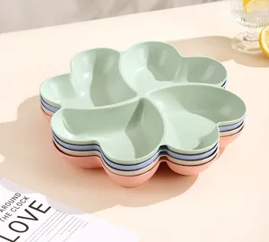Four-leaf clover compartment fruit plate plastic snack dish living room home storage tray