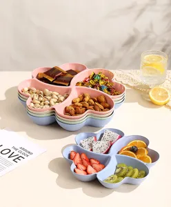 Four-leaf clover fruit plate divided snack dish plastic candy organizer for living room