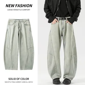 Men's Loose Casual Distressed Vintage Jeans Straight Leg Denim Trousers Fashion Streetwear Baggy Pants
